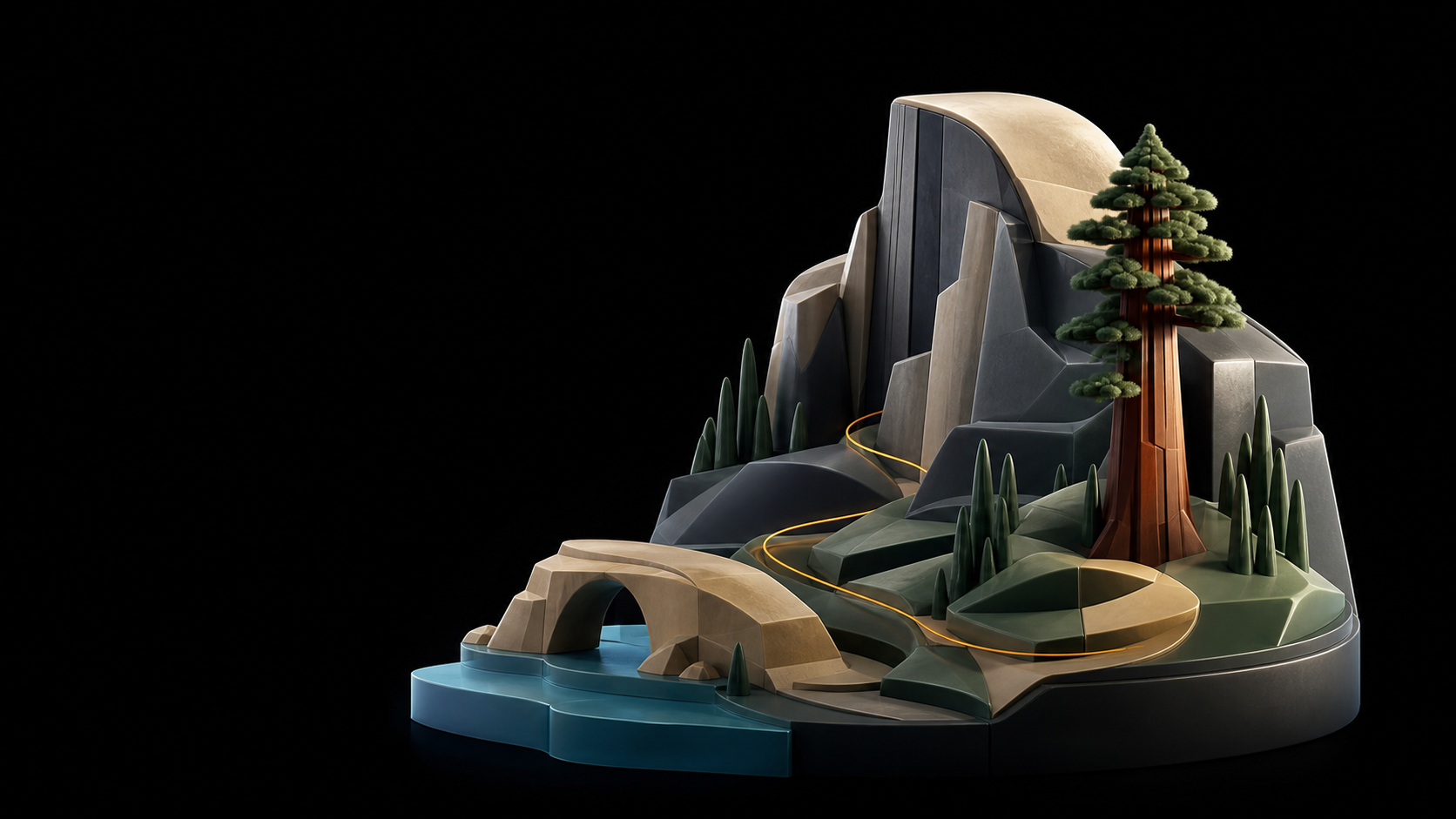 Abstract California park diorama
